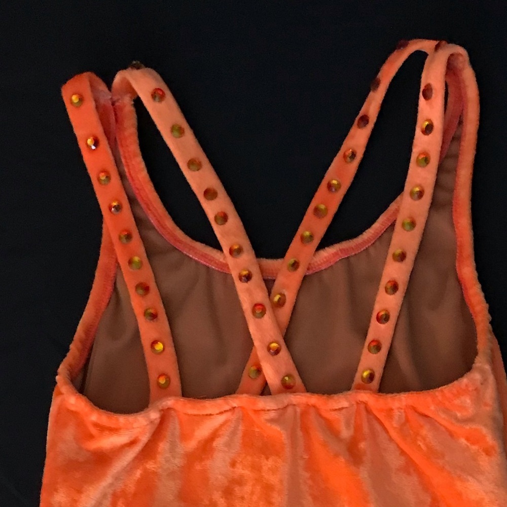 Bright Orange Figure Skating Dress w/ Swarovskis